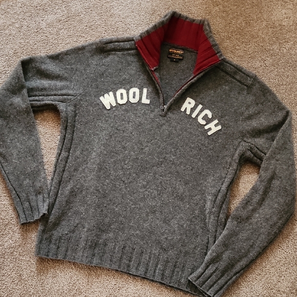 VINTAGE Woolrich John Rich & Bros. Lambswool Blend Quarter Zip Sweater - Picture 2 of 10